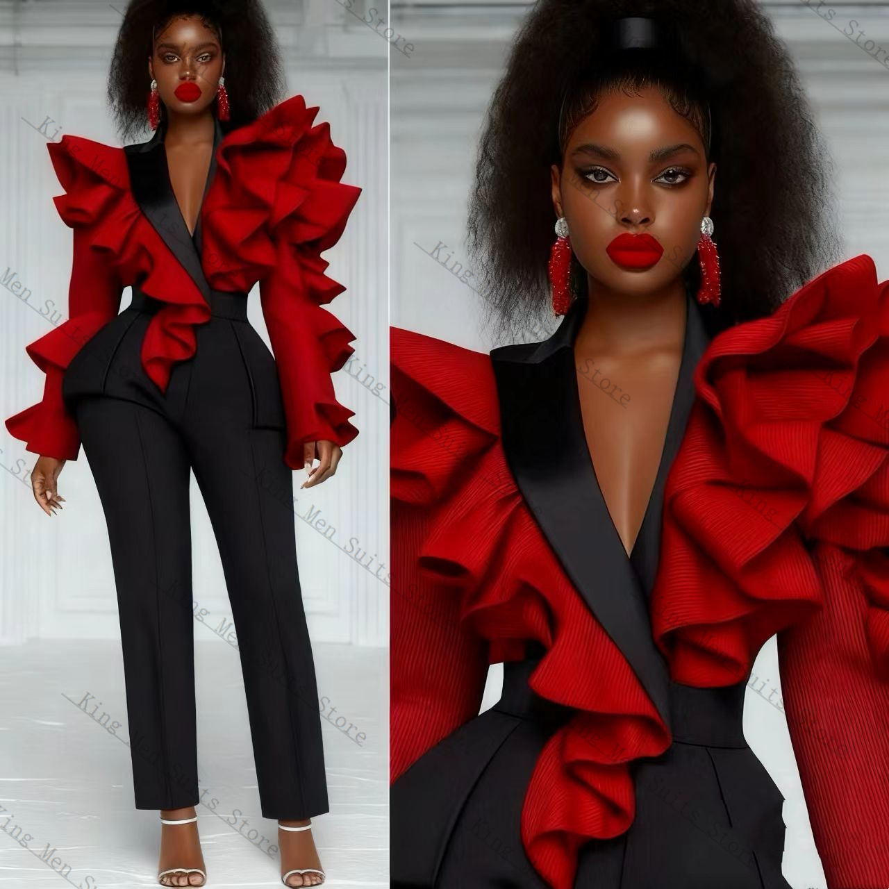 Red Black Women Suit Set 2 Pcs - огляд і ціна Women'S Formal Wear Tuxedo