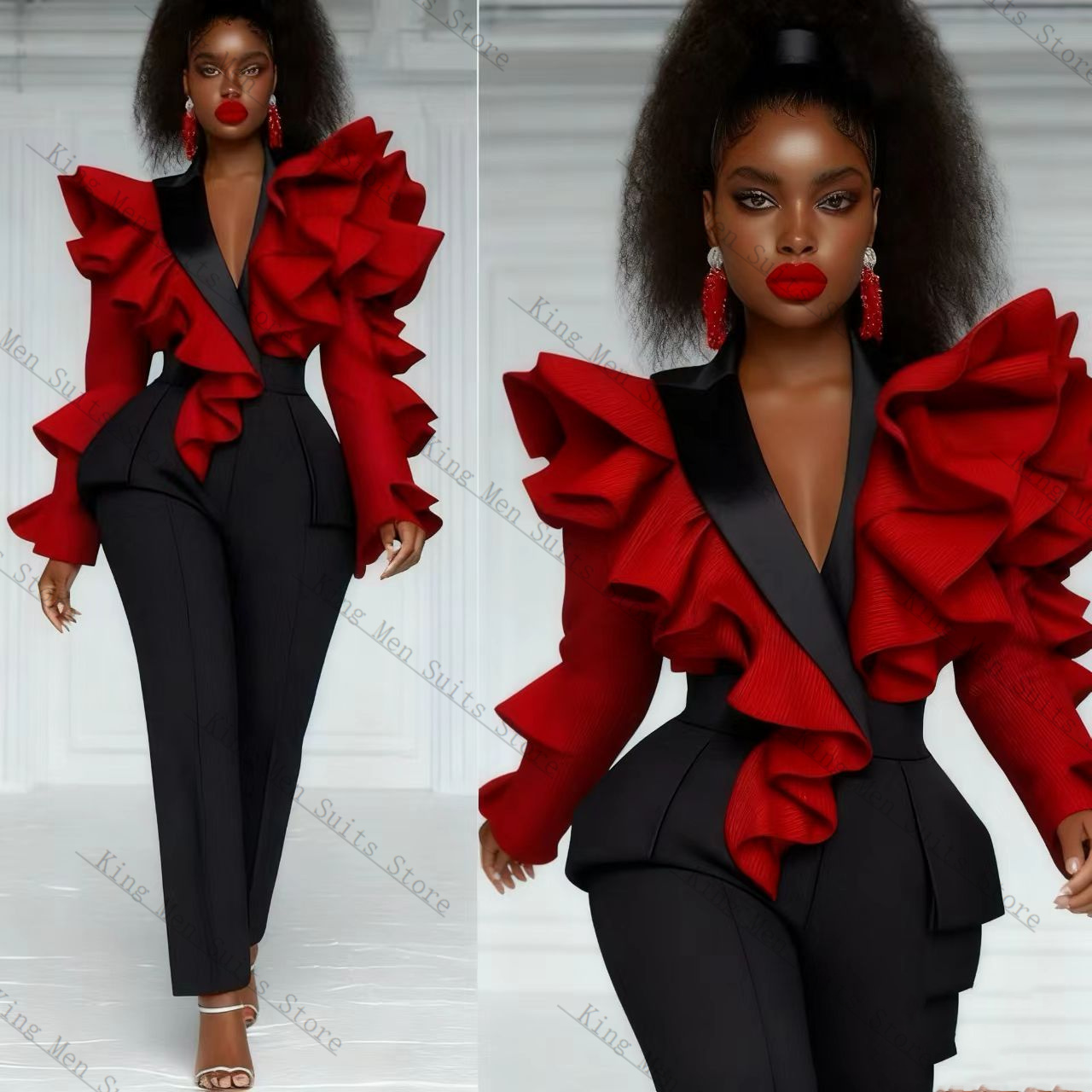 Red Black Women Suit Set 2 Pcs - огляд і ціна Women'S Formal Wear Tuxedo