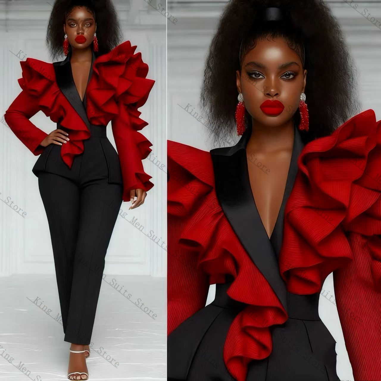 Red Black Women Suit Set 2 Pcs - огляд і ціна Women'S Formal Wear Tuxedo
