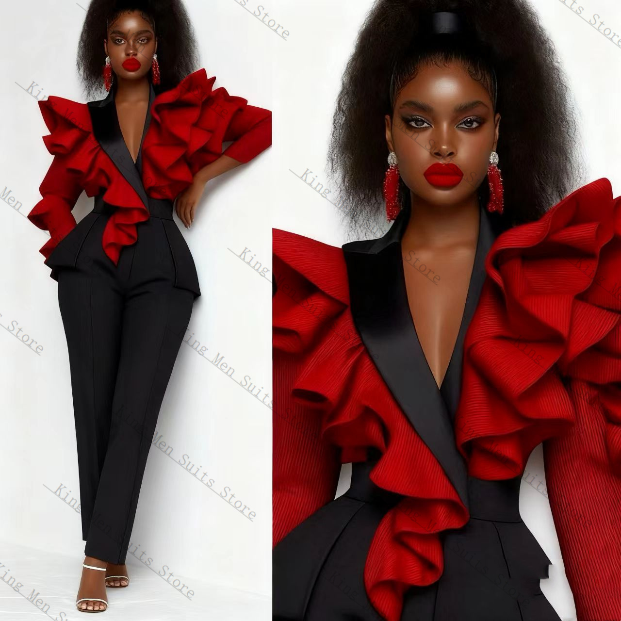 Red Black Women Suit Set 2 Pcs - огляд і ціна Women'S Formal Wear Tuxedo