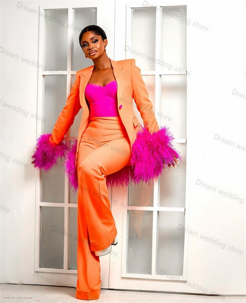 Ostrich Feather Orange Women S - огляд і ціна Women Formal Wear Tailor